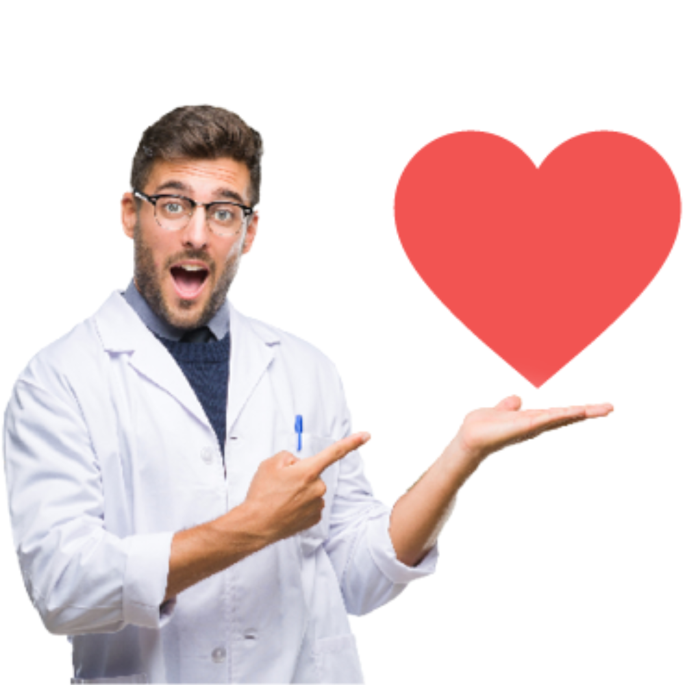 Lab Manager gesturing with heart